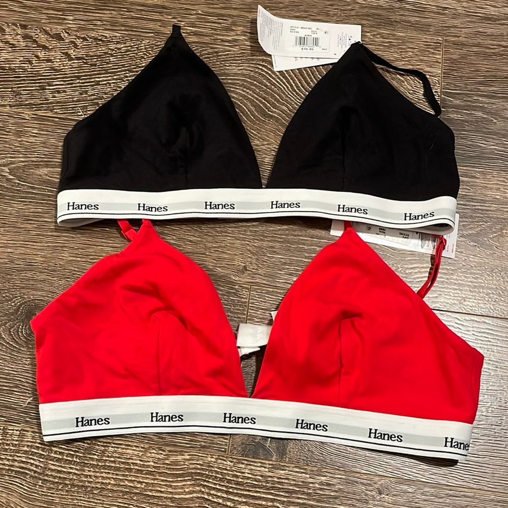 NWT 2 Hanes Bralettes Cotton Stretch Sz XL